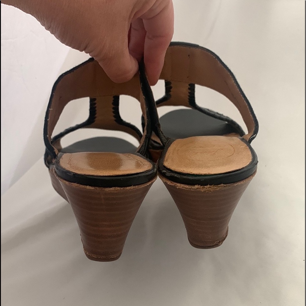 JACK ROGERS NORA Black Leather WEDGE SANDALS - Picture 7 of 8